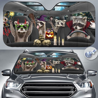 Happy Halloween Raccoon Car 3D Printed Sun Shade