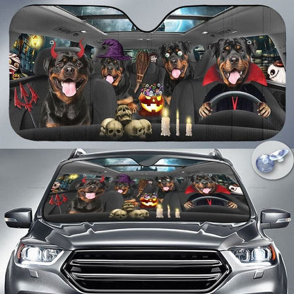 Happy Halloween Rottweiler Dog Car 3D Printed Sun Shade