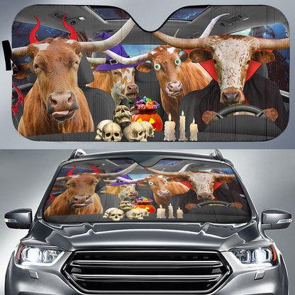 Happy Halloween Tx Longhorn Car 3D Printed Sun Shade