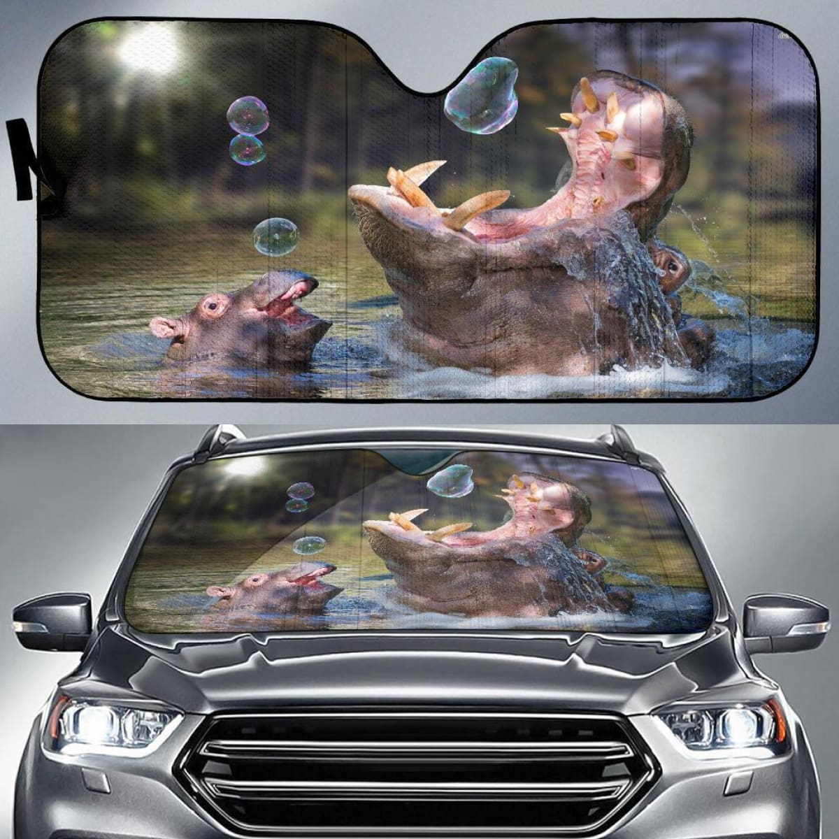 Happy Hippo Anime Car Sun Shade Universal Fit 225311