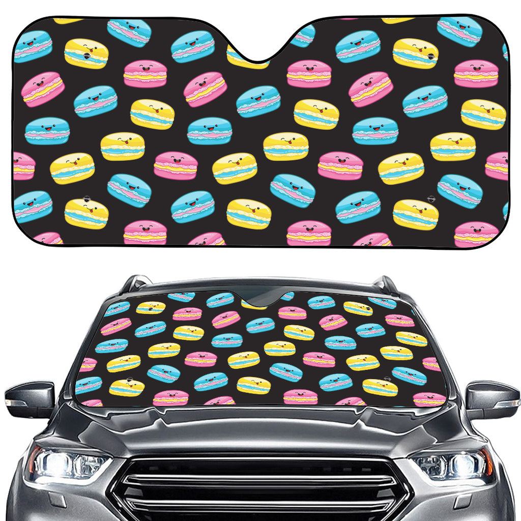 Happy Macarons Pattern Print Car Windshield Sun Shade