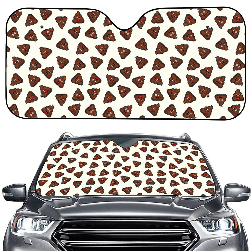 Happy Poop Pattern Print Car Windshield Sun Shade