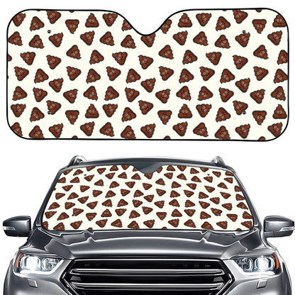 Happy Poop Pattern Print Car Windshield Sun Shade