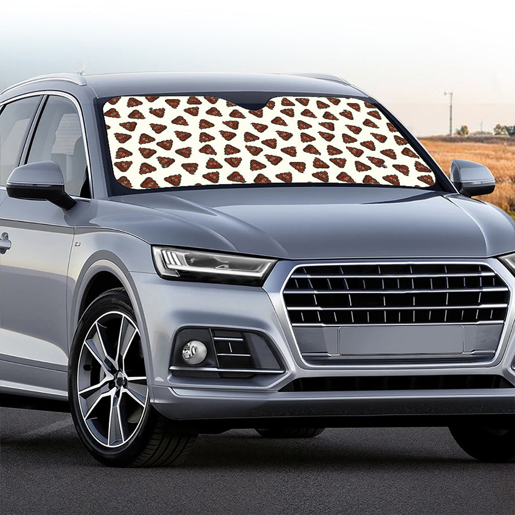 Happy Poop Pattern Print Car Windshield Sun Shade