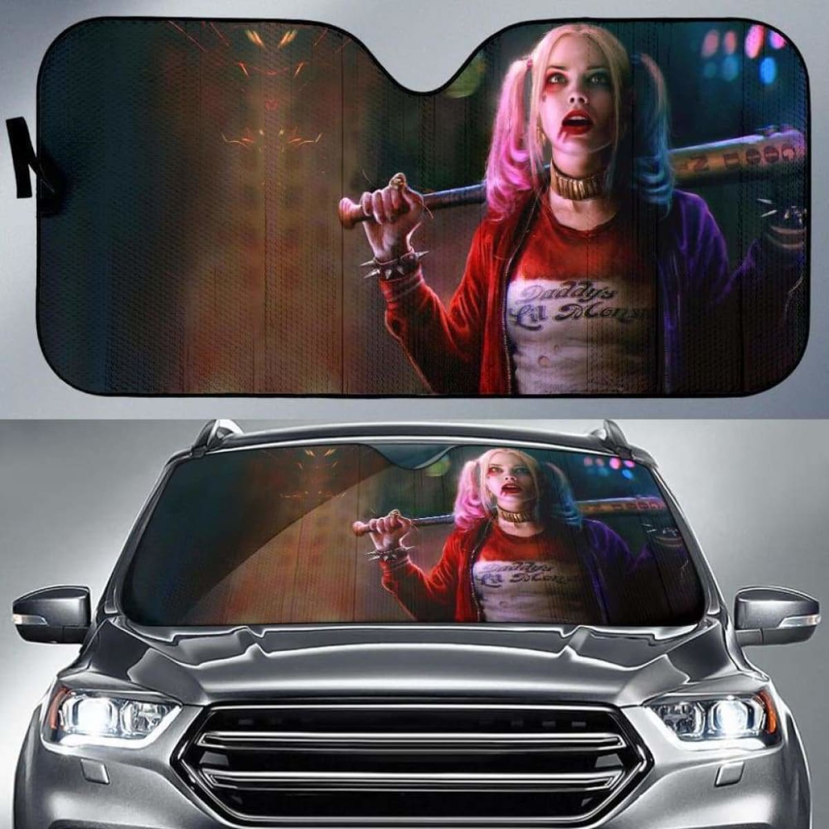 Harley Quinn Car Sun Shades Suicide Squad Movie Fan Gift Universal Fit 051012