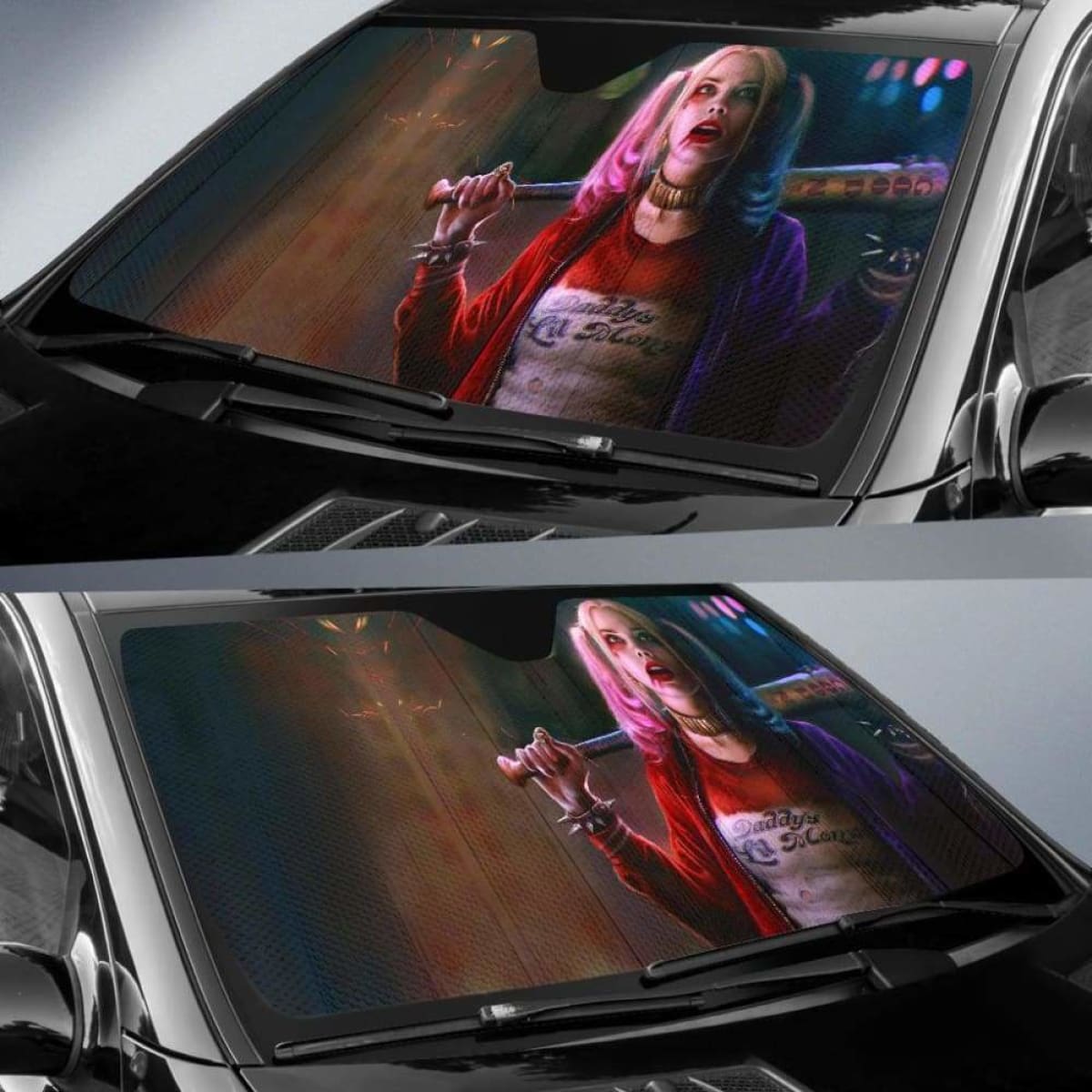 Harley Quinn Car Sun Shades Suicide Squad Movie Fan Gift Universal Fit 051012
