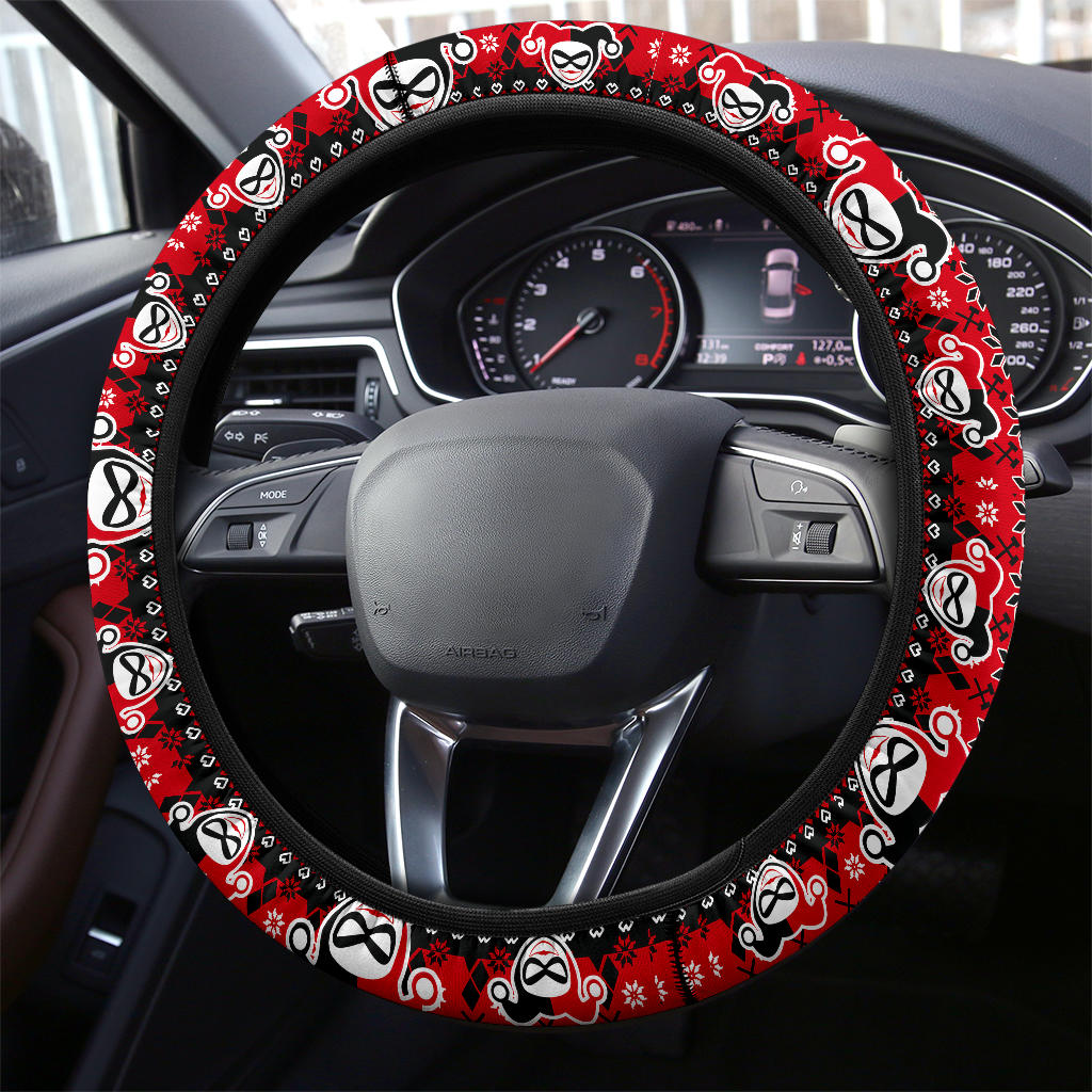 Harley Quinn Christmas Premium Custom Car Steering Wheel Cover