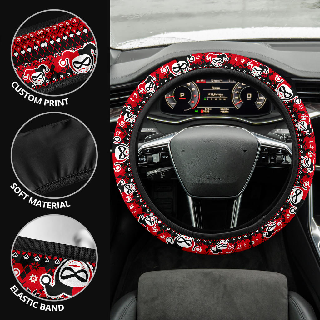 Harley Quinn Christmas Premium Custom Car Steering Wheel Cover