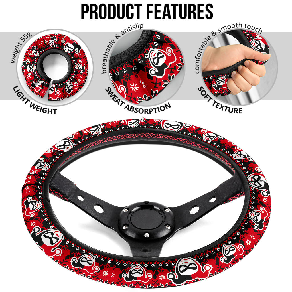 Harley Quinn Christmas Premium Custom Car Steering Wheel Cover