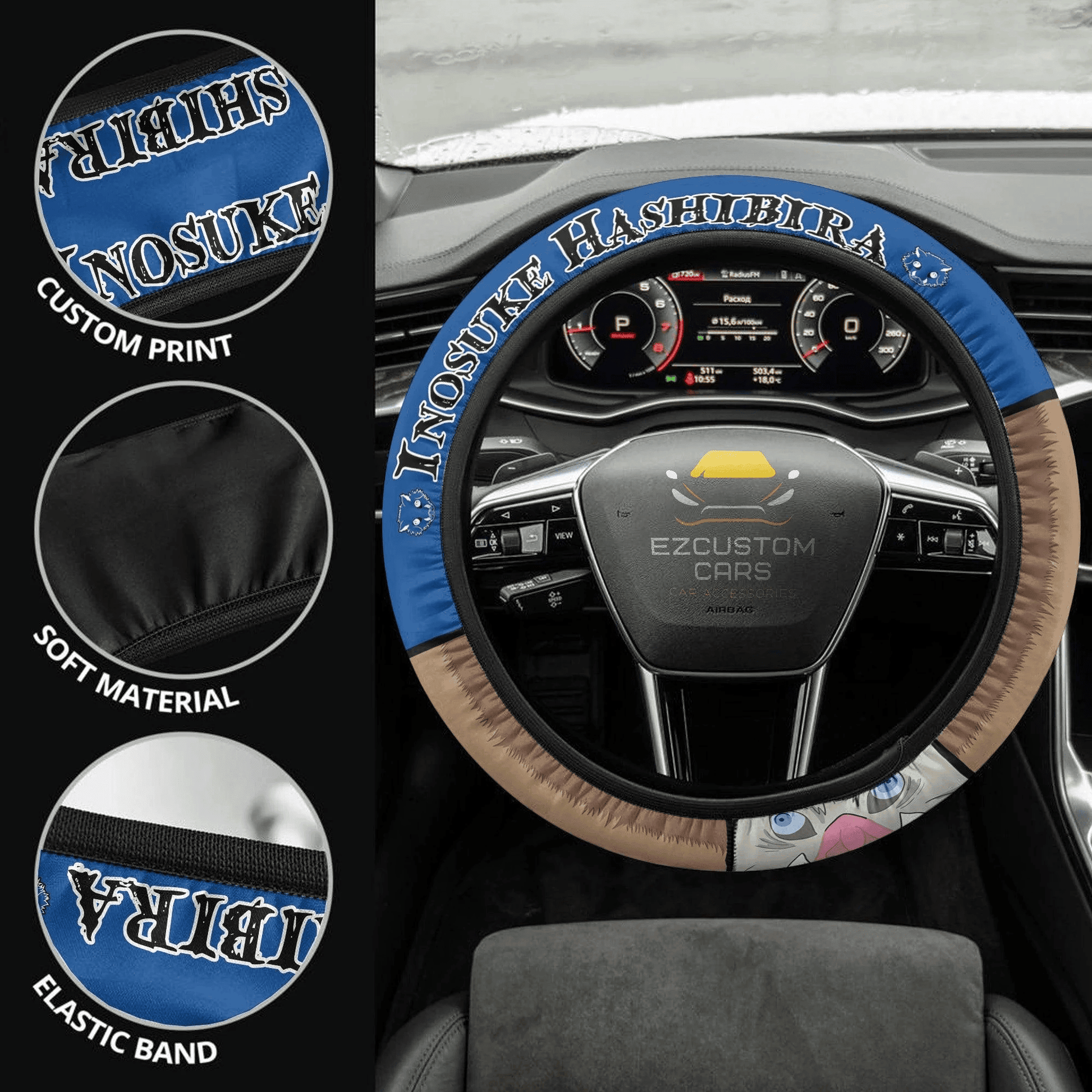 Hashibira Inosuke Anime Steering Wheel Cover Custom Anime Demon Slayer Car Accessories