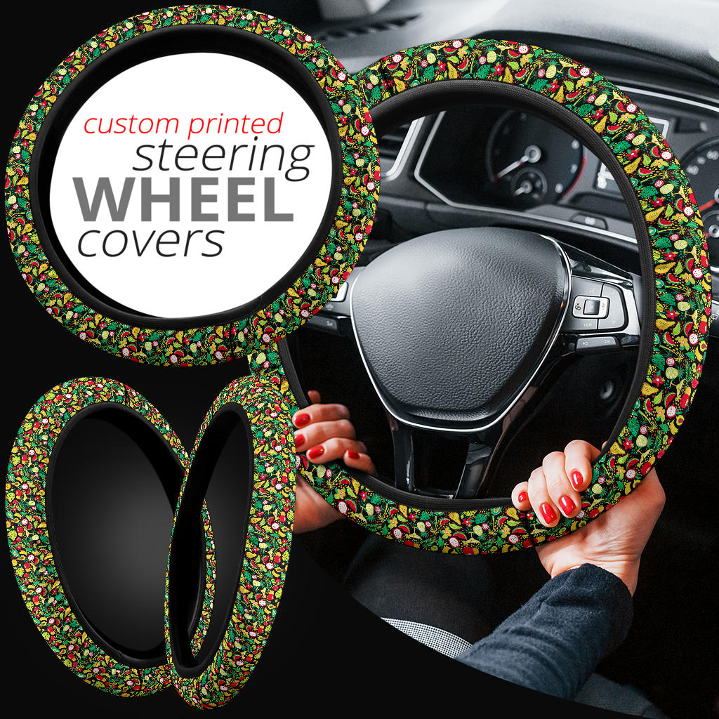 Hawaii Muster Mit Tropischen Fruchten Premium Car Steering Wheel Cover