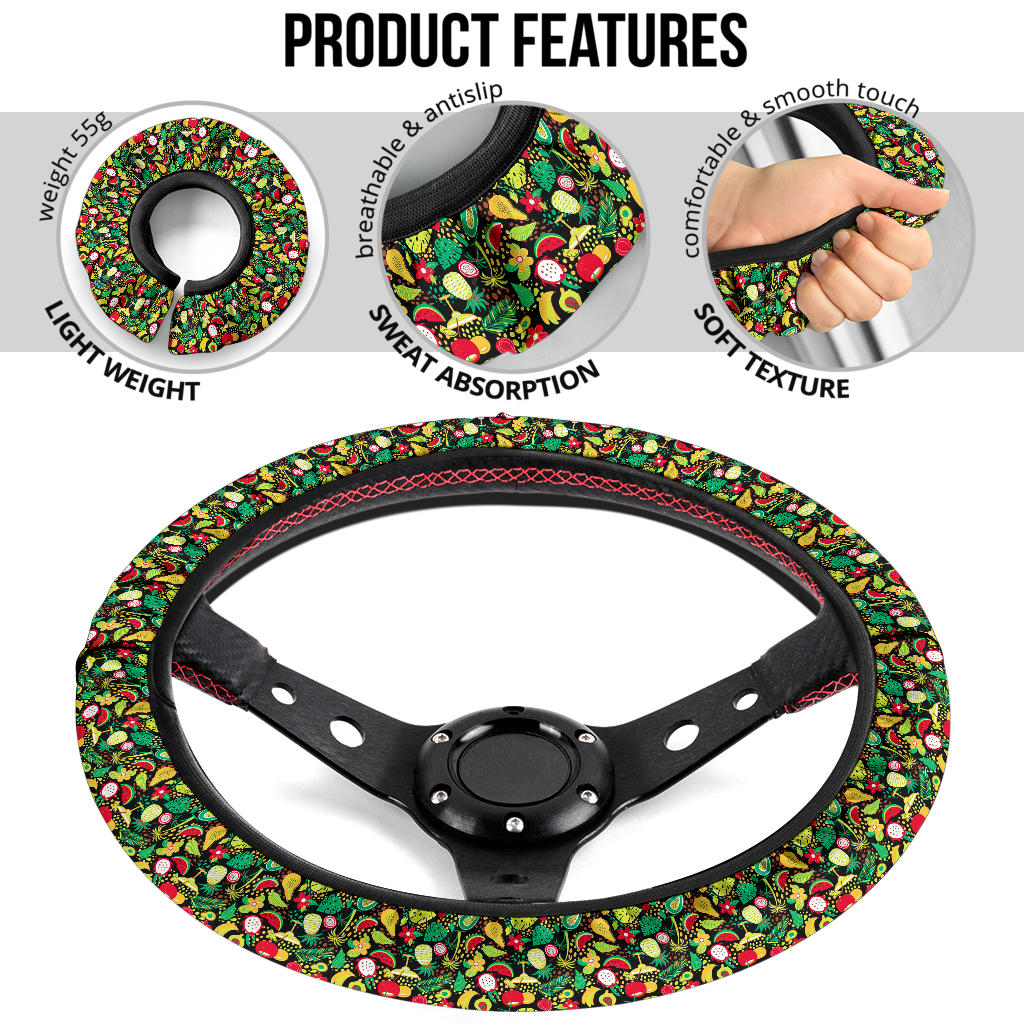 Hawaii Muster Mit Tropischen Fruchten Premium Car Steering Wheel Cover