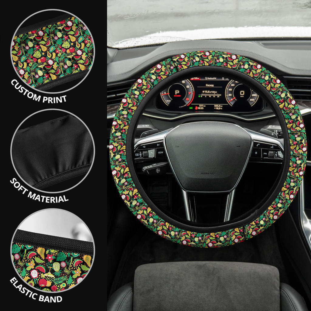 Hawaii Muster Mit Tropischen Fruchten Premium Car Steering Wheel Cover