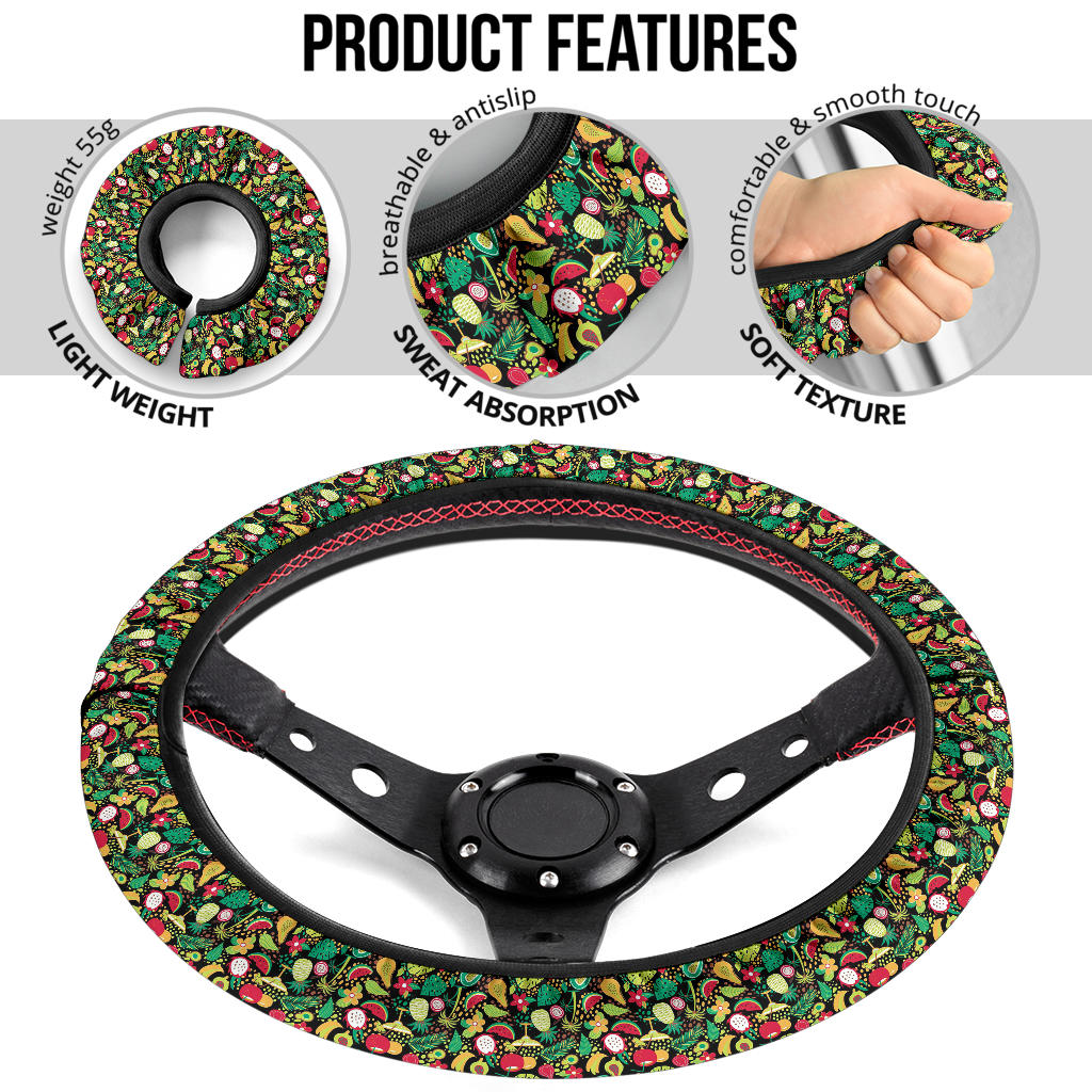 Hawaii Muster Mit Tropischen Fruchten Premium Car Steering Wheel Cover