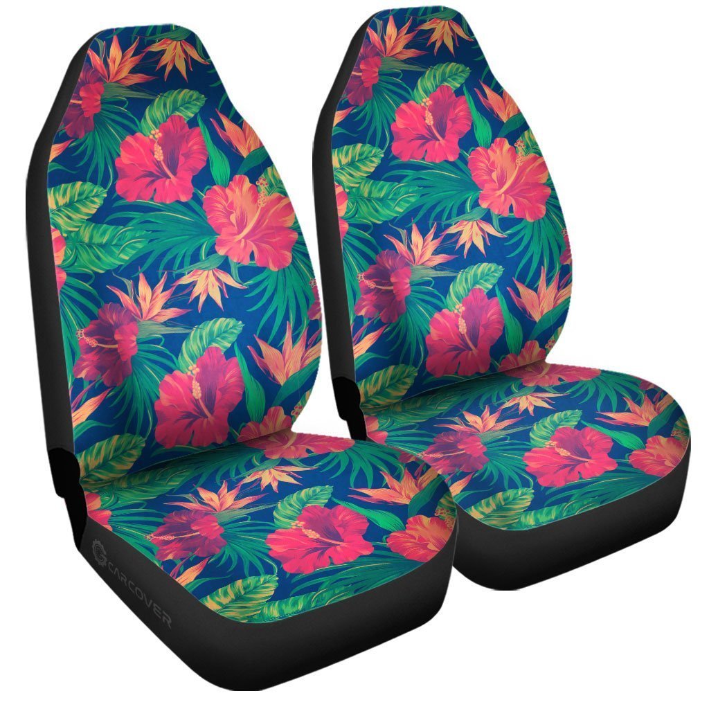 Hawaiian Car Seat Covers Custom Hibiscus Tropical Flower Leaves Car Accessories