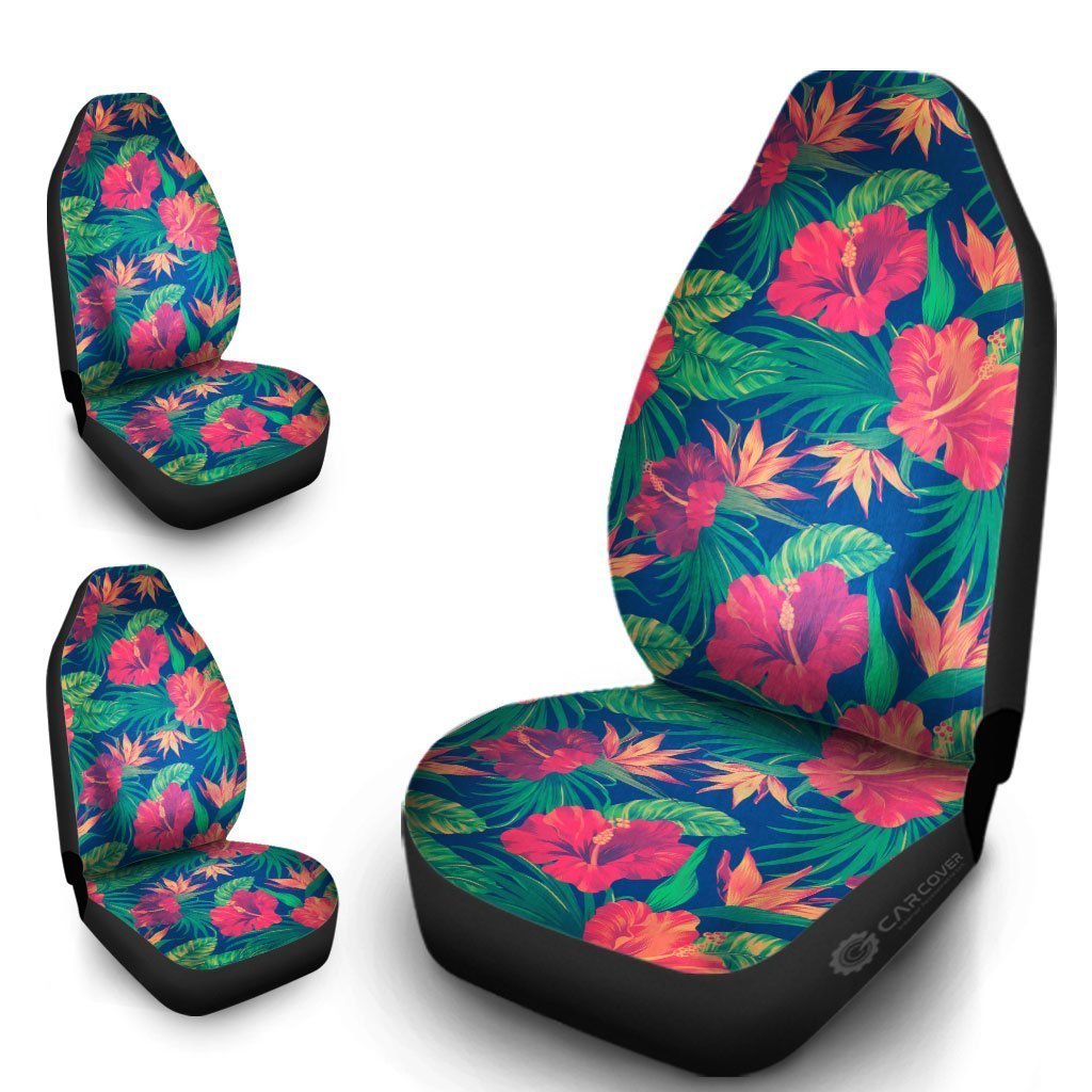 Hawaiian Car Seat Covers Custom Hibiscus Tropical Flower Leaves Car Accessories