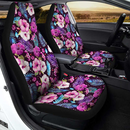 Hawaiian Car Seat Covers Custom Purple Tropical Flowers Car Accessories