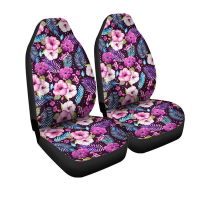 Hawaiian Car Seat Covers Custom Purple Tropical Flowers Car Accessories