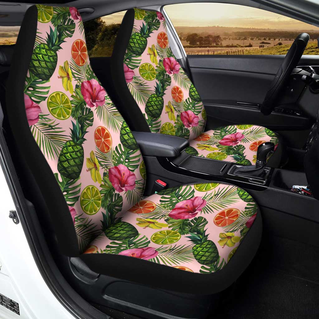 Hawaiian Car Seat Covers Custom Tropical Pineaple Car Accessories