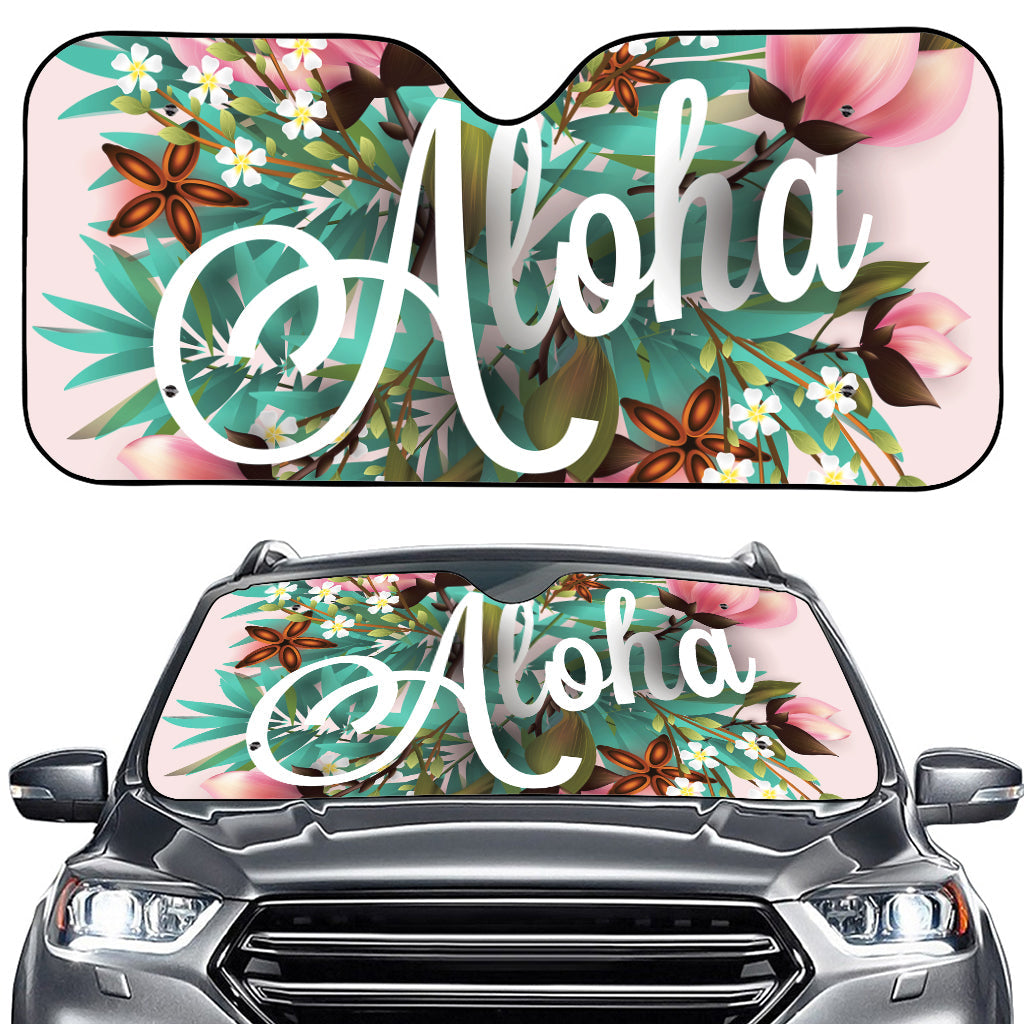 Hawaiian Flower Aloha Print Car Windshield Sun Shade