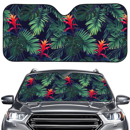 Hawaiian Palm Leaves Pattern Print Car Windshield Sun Shade