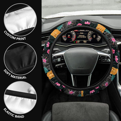Hawaiian Steering Wheel Covers Custom Beautiful Tropical Flowers Car Accessories