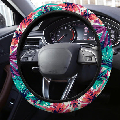 Hawaiian Steering Wheel Covers Custom Tropical Flowers Car Accessories Gifts