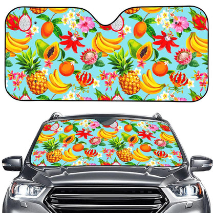 Hawaiian Tropical Fruits Pattern Print Car Windshield Sun Shade