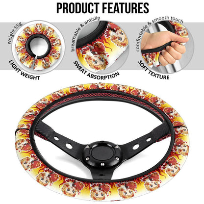 Heart Rengoku Kyojuro Chipi Demon Slayer Anime Car Steering Wheel Cover 1
