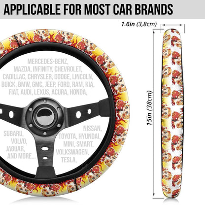 Heart Rengoku Kyojuro Chipi Demon Slayer Anime Car Steering Wheel Cover 1
