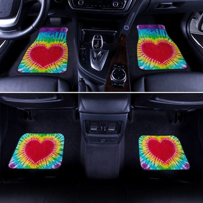 Heart Tie Dye Car Floor Mats Custom Hippie Car Accessories