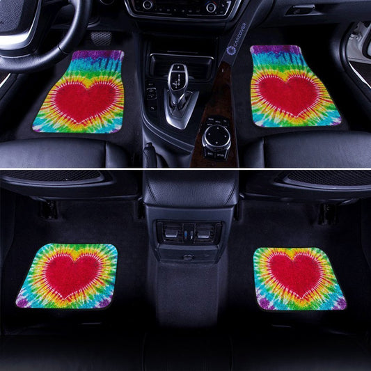 Heart Tie Dye Car Floor Mats Custom Hippie Car Accessories