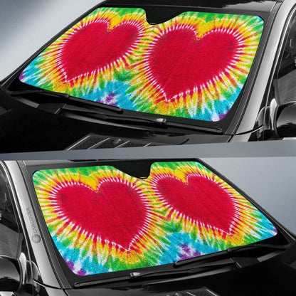 Heart Tie Dye Car Sunshade Custom Printed Hippie Car Accessories