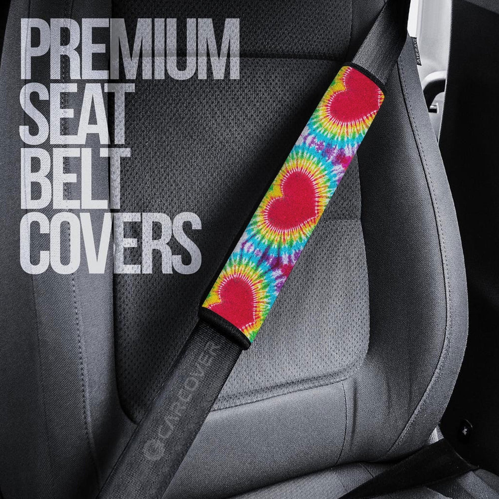 Heart Tie Dye Seat Belt Covers Custom Hippie Car Accessories Gifts