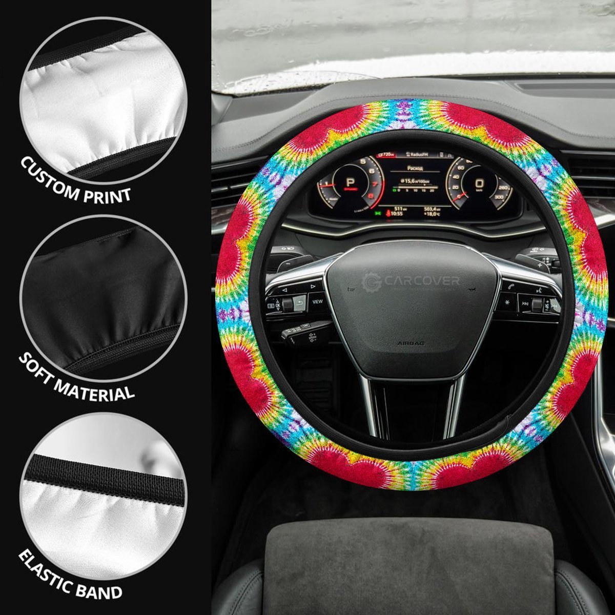 Heart Tie Dye Steering Wheel Covers Custom Hippie Tie Dye Hippie Car Accessories