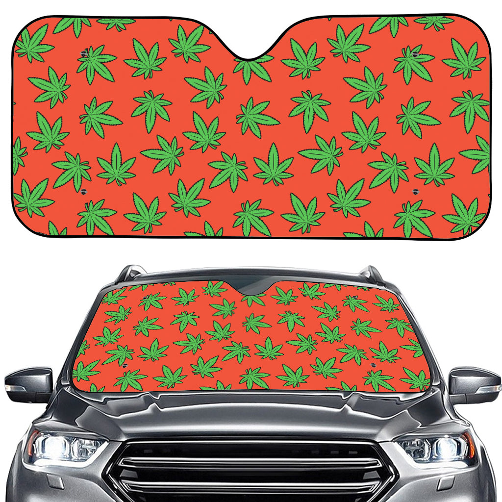 Hemp Leaf Pattern Print Car Windshield Sun Shade