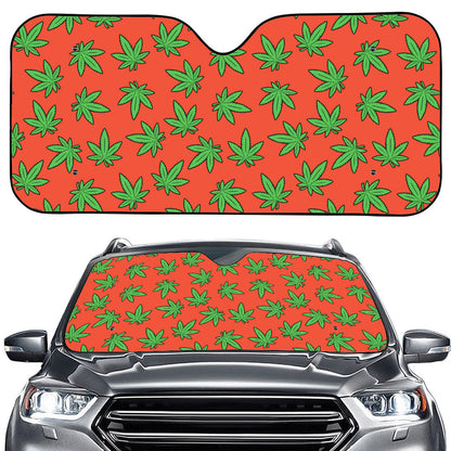 Hemp Leaf Pattern Print Car Windshield Sun Shade
