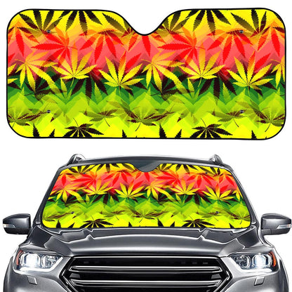 Hemp Leaf Reggae Pattern Print Car Windshield Sun Shade