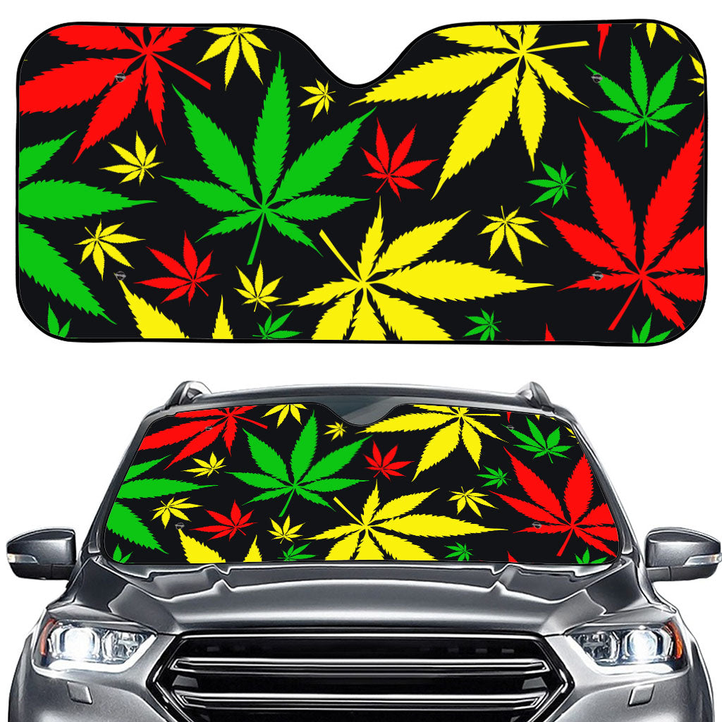 Hemp Leaves Reggae Pattern Print Car Windshield Sun Shade