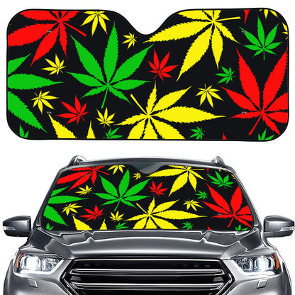Hemp Leaves Reggae Pattern Print Car Windshield Sun Shade