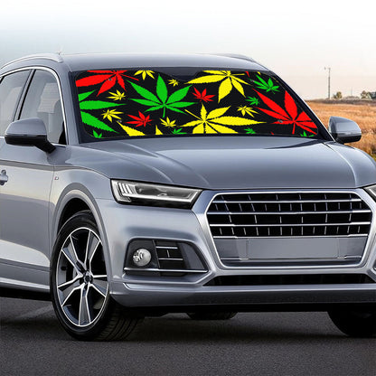 Hemp Leaves Reggae Pattern Print Car Windshield Sun Shade