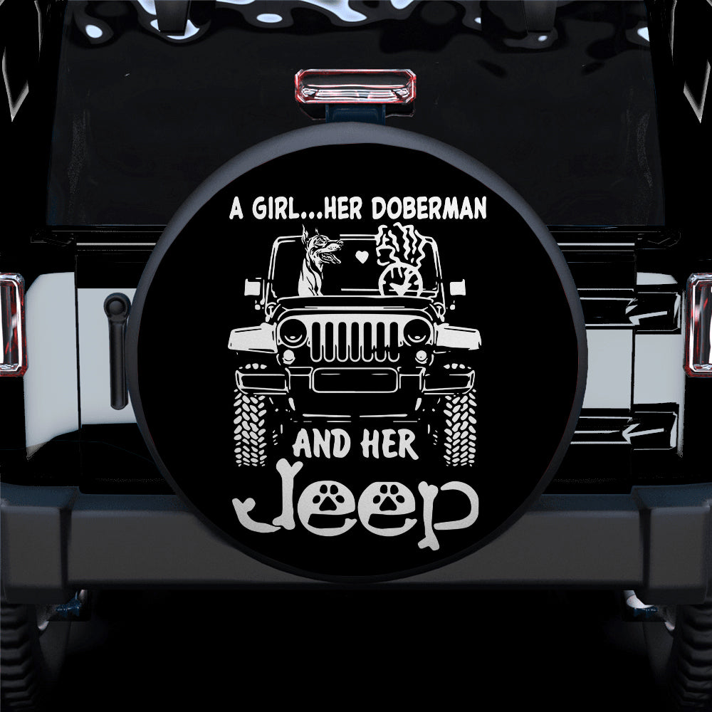 Her Doberman And Her Jeep Car Spare Tire Cover