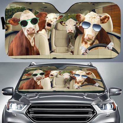 Hereford Cattle Car All Over Printed 3D Sun Shade