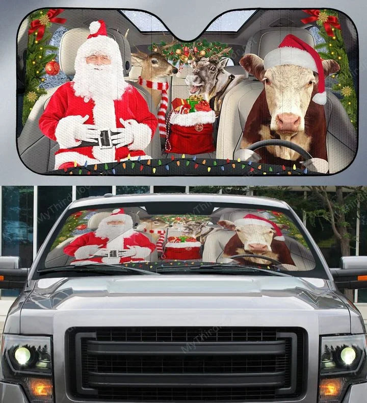 Hereford Cattle Lovers Xmas Printed 3D Sun Shade