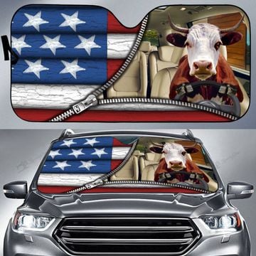 Hereford Cattle United States Zipper All Over Printed 3D Sun Shade