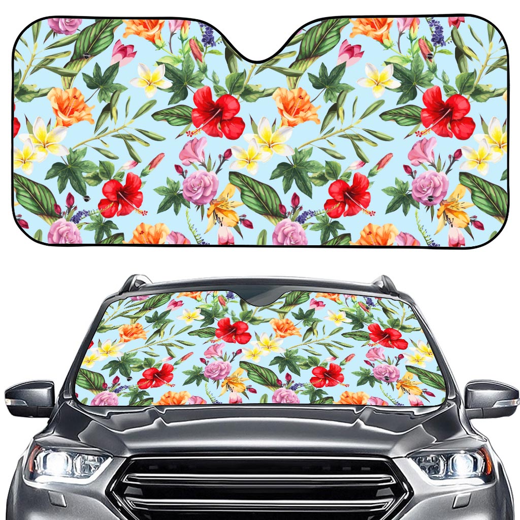 Hibiscus Flower Floral Pattern Print Car Windshield Sun Shade