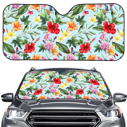 Hibiscus Flower Floral Pattern Print Car Windshield Sun Shade