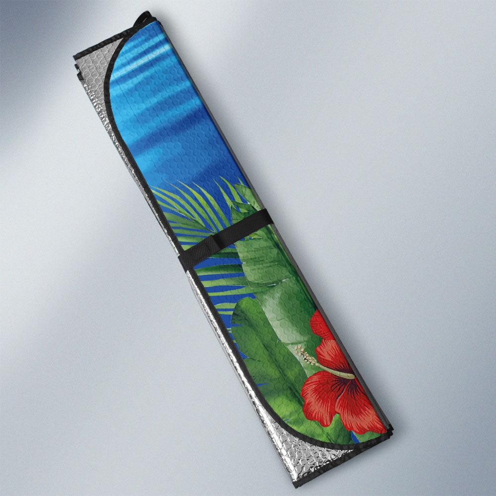 Hibiscus Plumeria Flower Turtle Car Sunshade Custom Sea Animal Car Accessories