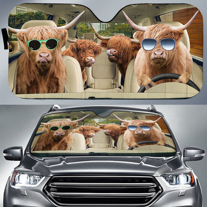 Highland Cattle Car All Over Printed 3D Sun Shade