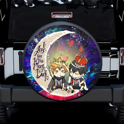 Hinata And Tobio Haikyuu Love You To The Moon Galaxy Spare Tire Cover